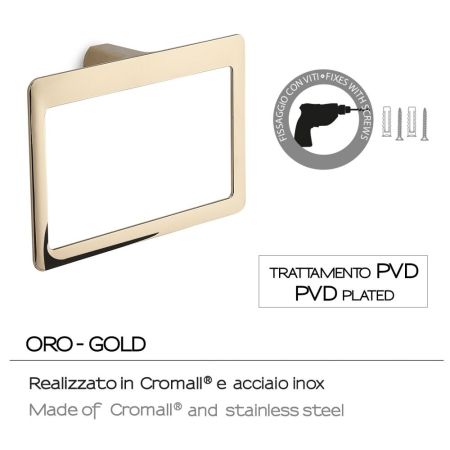 Gedy Pirenei, полотенцедержатель - кольцо, цвет золото (PVD), артикул PI70(87)