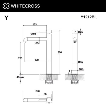 Смеситель для умывальника WHITECROSS Y Y1212BL (черный мат), артикул Y1212BL