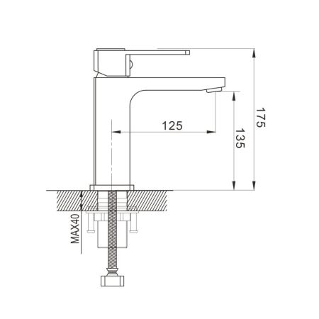 Смеситель для раковины Shevanik S9701T, оружейная сталь