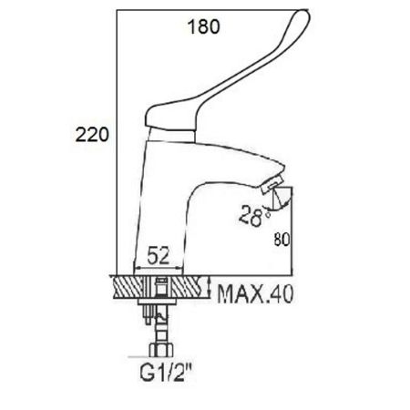Смеситель для раковины с хирургической ручкой D-Lin D110427-6, хром, артикул D110427-6
