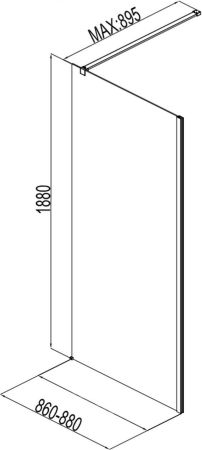 Боковая стенка Aquanet Cinetic AE12-F-90H190U-CT 900, прозрачное стекло, артикул AE12-F-90H190U-CT