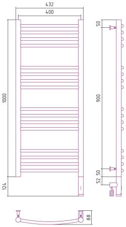 Полотенцесушитель электрический "БОГЕМА 3.0" 1000х400 / МЭМ правый (Состаренная латунь), артикул 051-5803-1040
