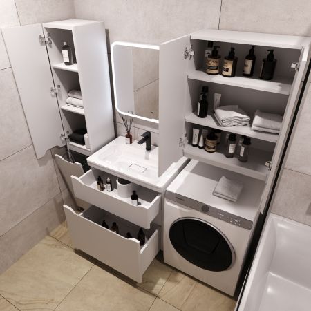 Тумба напольная "Марелла 70" (2 ящ.) Люкс антискрейтч белый матовый, PLUS, артикул СС-00002398