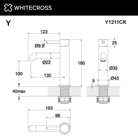 Смеситель для умывальника WHITECROSS Y Y1211CR (хром), артикул Y1211CR