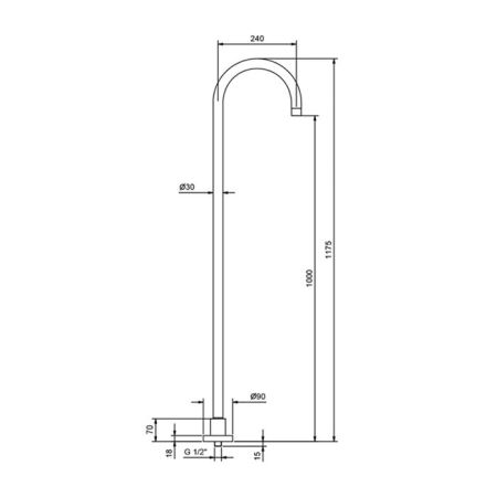 Fantini Nostromo Излив для раковины, напольный, 240мм, h=1000мм, цвет: черный матовый, артикул 50 13 9561