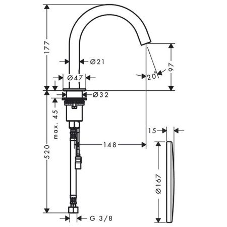 AX MyEdition Скрытая часть для электронного смесителя для раковины