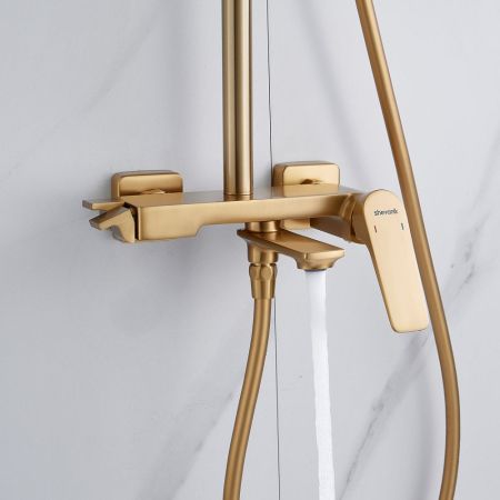 Душевая система Shevanik S4226G, золотой сатин