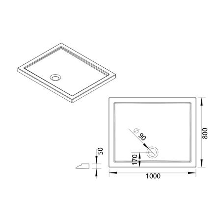 поддоны Vincea Поддон для душа акриловый VST-5AR-8010, 1000*800*50, , шт, артикул VST-5AR-8010