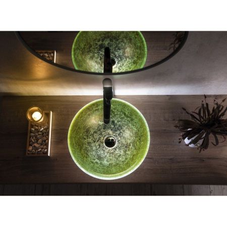 Раковина-чаша стеклянная SHAY d42 см, на столешницу, золото, Sapho