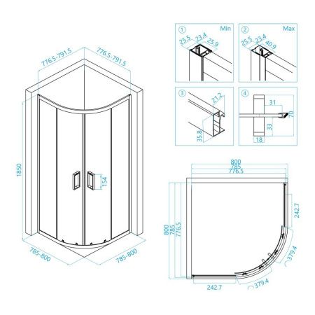 Душевой уголок RGW CL-54 (800x800, Прозрачное)