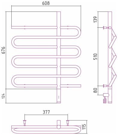 Полотенцесушитель электрический ЭПАТАЖ 3.0 800х600 МЭМ правый (Матовое золото)
