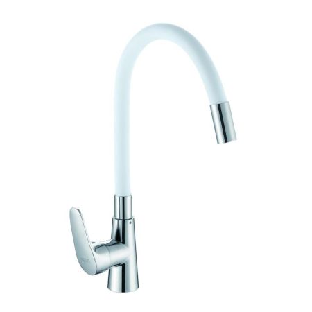 Смеситель для кухни с гибким изливом D-Lin D155302-3, хром/белый, артикул D155302-3