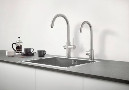 Вертикальный вентиль и бойлер GROHE Red Mono, бойлер M-size, суперсталь, (127179)