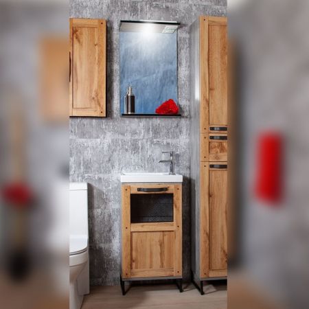 Комплект мебели для ванной Бриклаер ЛОФТ 45, метрополитен грей, артикул ЛОФТ 45