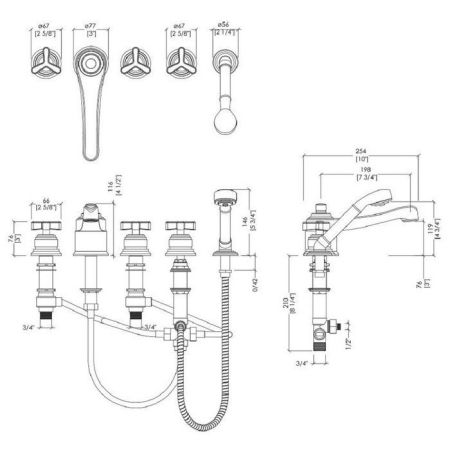 Devon Tribeca Смеситель для раковины на 3 отв, с донным клапаном, цвет никель блестящий, артикул TRB500NK
