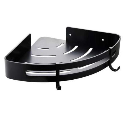 Полка металлическая угловая с крючками FASHUN A7335-7, черный, артикул A7335-7