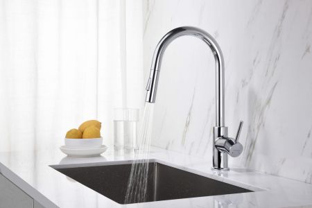 Смеситель для кухни с вытяжным изливом 2 jet AQUATEK AQ1384CR ЕВРОПА