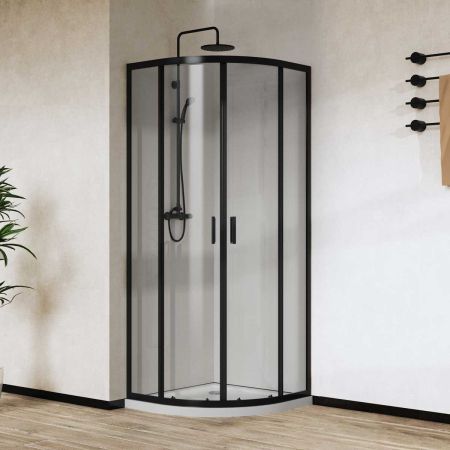 Душевые уголки Vincea Душевой уголок City VSQ-5CT900CLB, 900*900, черный матовый, стекло прозрачное ,, артикул VSQ-5CT900CLB