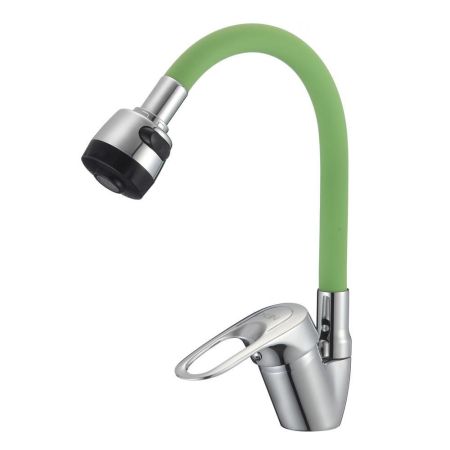 Смеситель для кухни с гибким изливом D-Lin D150628-5T, хром/зеленый, артикул D150628-5T