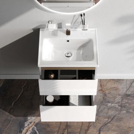 M85AFHX0552WG X-Joy, База под раковину, подвесная, 55 см, 2 ящика, белый глянец, артикул M85AFHX0552WG