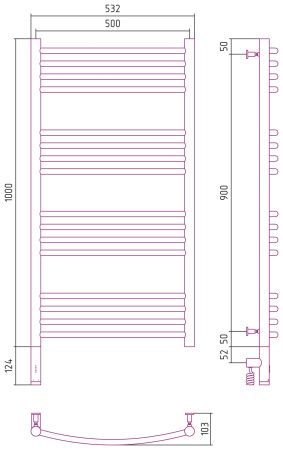 Полотенцесушитель электрический "БОГЕМА 3.0" 1000х500 / МЭМ левый (Состаренная латунь)