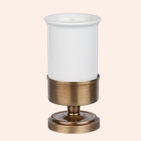 TW Bristol 190, настольный cтакан, керамический (белый), цвет держателя: бронза, артикул TWBR190br