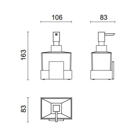 OASIS SQUARE Дозатор для жидкого мыла, настенный, цвет золото, артикул 0SQR01901600011OR