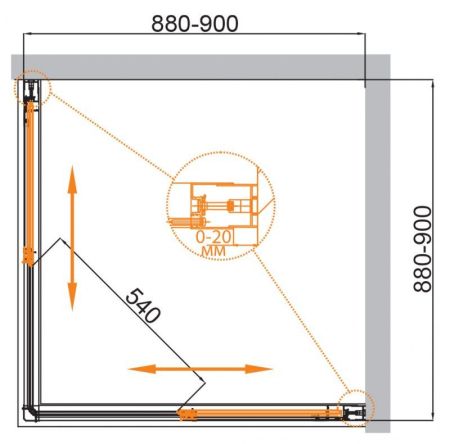 Душевой уголок COMFORT-A-2, артикул COMFORT-A-2-100-C-Cr