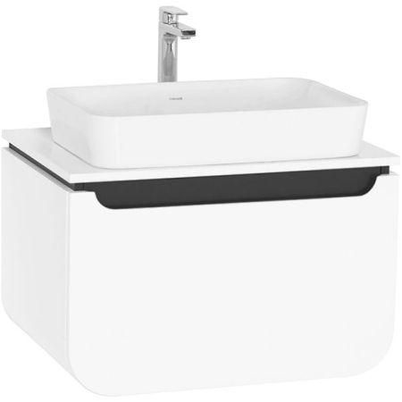 Тумба с раковиной Creavit Pion Plus 70 PN0070.01.BGR+UL060 подвесная Белая Серая, артикул PN0070.01.BGR+UL060