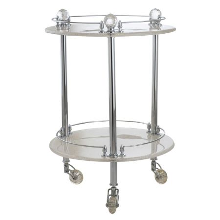 CRISTALIA Столик на колёсиках H57xD40 см, стекло/хром/SWAROVSKI, артикул 16818