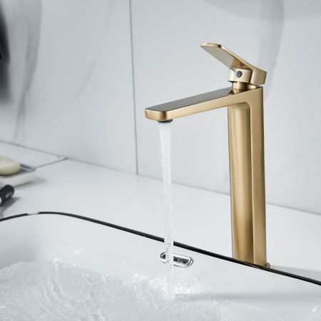 Смеситель для раковины Shevanik S9911G, золотой сатин, артикул S9911G