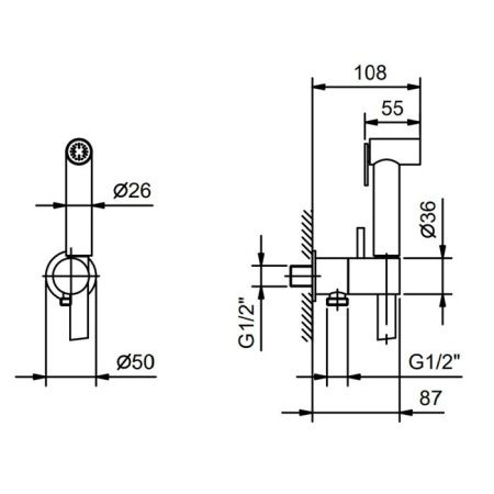 Fantini Nostromo Гидроёршик с двойной функцией, цвет: никель Fantini Nostromo Гидроёршик с двойной функцией, цвет: никель