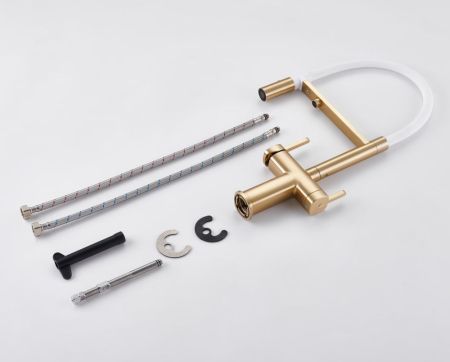 Смеситель для кухни с подключением фильтра для воды Rose R358G, золотой сатин