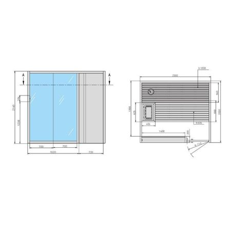 Effegibi Yoku S Door Сауна 230x200h214см, DX, цвет: осина термообработанная