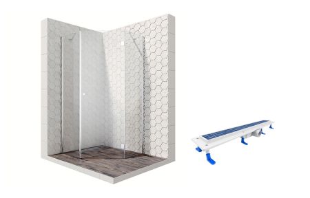 Душевой уголок Ambassador Diamond 12011111R-ST1, пятиугольный, линейный трап, 90х90, артикул 12011111R-ST1