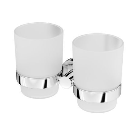 A74343400 Sense L, Двойной стеклянный стакан с настенным держателем, хром A74343400 Sense L, Двойной стеклянный стакан с настенным держателем, хром