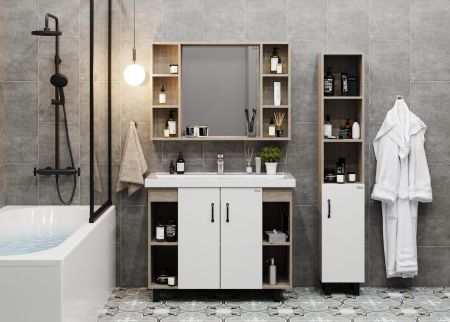 Шкаф-зеркало Onika Тимбер 100 дуб сонома, универсальный, артикул 210017