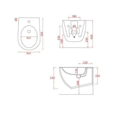 Artceram FILE 2.0 Биде подвесное 53х37см, 1 отв под смеситель, цвет: matera, артикул FLB001 41 00 matera *1