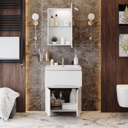 Тумба Onika Стрим 60 напольная, белая (ум. Como 60)