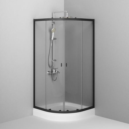 W88E-205-090BT64 X-Joy Twin Slide,  Душевое ограждение c поддоном, 90x90, профиль черный, артикул W88E-205-090BT64