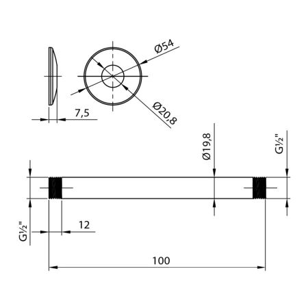 Держатель Lemark потолочный для лейки верхнего душа (LM8000C), артикул LM8000C