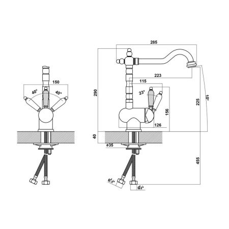 Смеситель для кухни Florentina ОДА 313.08H.1113.202, шампань, артикул 313.08H.1113.202