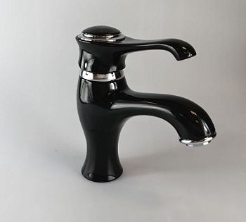 Emmevi Tiffany, однорычажный смеситель для раковины (излив 12 см), с донным клапаном, цвет черный-хром
