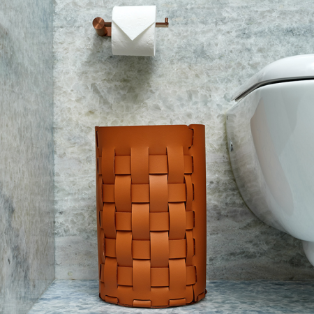 ADJ Корзина для мусора Bottega, D22xH35 см., цвет: коньяк/бордо, артикул 2035.09/30