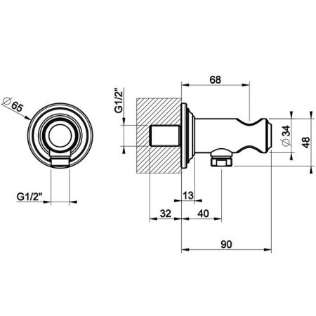 GESSI VENTI20 Подвод воды с держателем ручного душа, цвет Black Metal PVD, артикул 65161#706