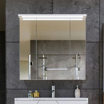 Зеркальный шкаф Бриклаер КРИСТАЛЛ 75 см, белый