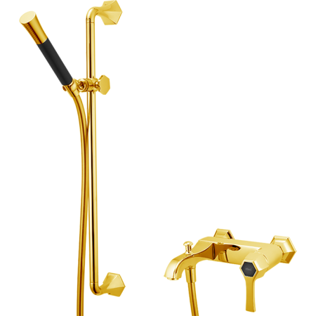 CISAL Cherie Смеситель для ванны однорычажный, с душевым комплектом, цвет золото/черный