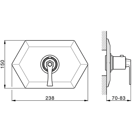CISAL Cherie Внешняя часть встраиваемого термостатического смесителя для душа, цвет хром/черный, артикул CF0072006T