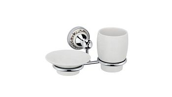 Стакан для зубных щеток с мыльницей Fixsen Bogema FX-78506+08 Хром Белый