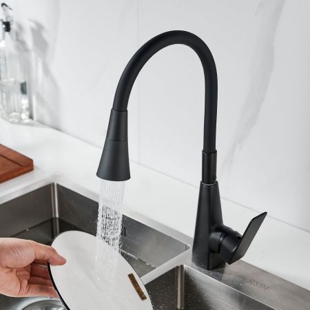 Смеситель для кухни с гибким изливом Shevanik S543H-3, черный